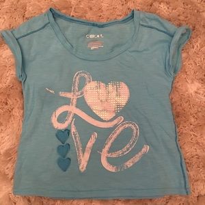 Girls size S teal top with sequins